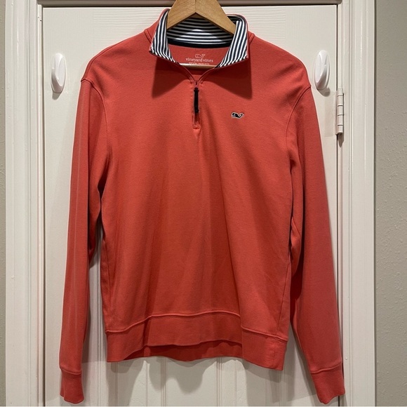 Vineyard Vines Tops - Vineyard Vines Saltwater 1/4 Zip Women’s S Coral  Pullover Sweatshirt Pima Whale